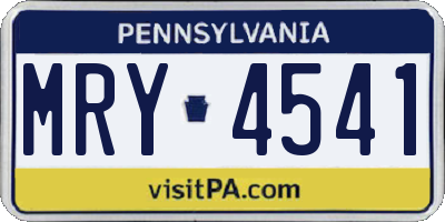 PA license plate MRY4541