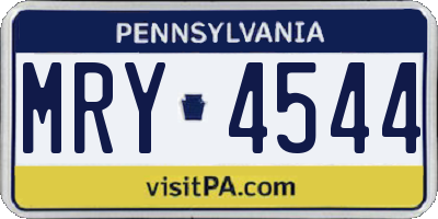 PA license plate MRY4544