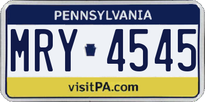 PA license plate MRY4545
