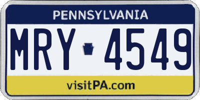 PA license plate MRY4549