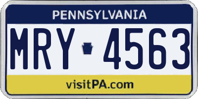 PA license plate MRY4563