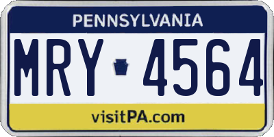 PA license plate MRY4564
