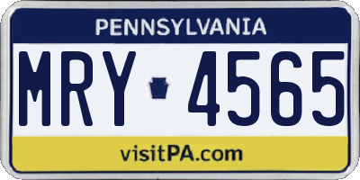PA license plate MRY4565