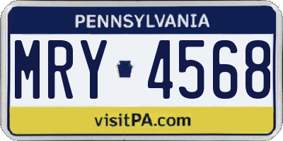 PA license plate MRY4568