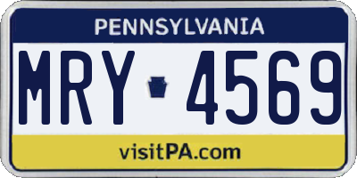 PA license plate MRY4569
