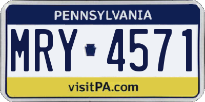 PA license plate MRY4571