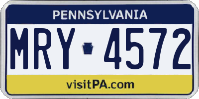 PA license plate MRY4572