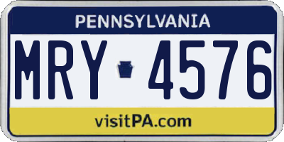 PA license plate MRY4576
