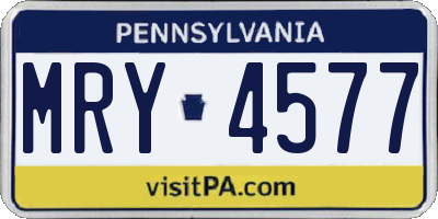PA license plate MRY4577