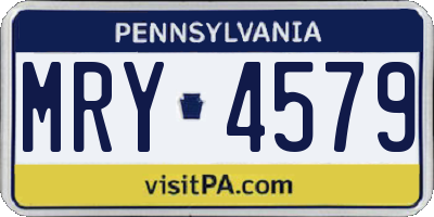 PA license plate MRY4579