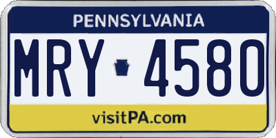PA license plate MRY4580