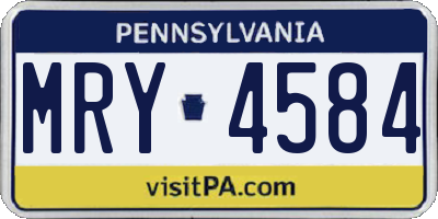 PA license plate MRY4584