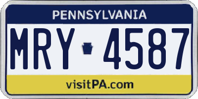 PA license plate MRY4587