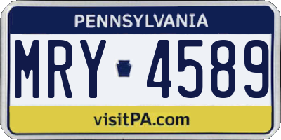 PA license plate MRY4589