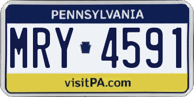 PA license plate MRY4591