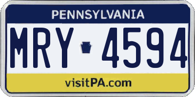 PA license plate MRY4594