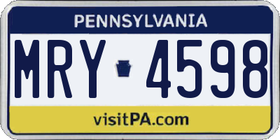 PA license plate MRY4598