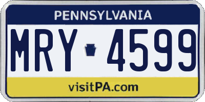 PA license plate MRY4599