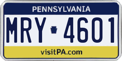 PA license plate MRY4601