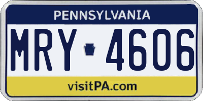 PA license plate MRY4606