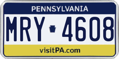 PA license plate MRY4608
