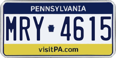PA license plate MRY4615