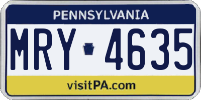 PA license plate MRY4635