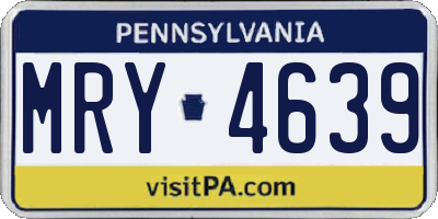 PA license plate MRY4639