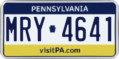 PA license plate MRY4641