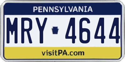 PA license plate MRY4644