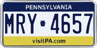 PA license plate MRY4657