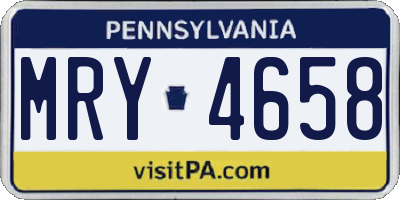 PA license plate MRY4658