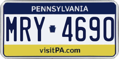 PA license plate MRY4690