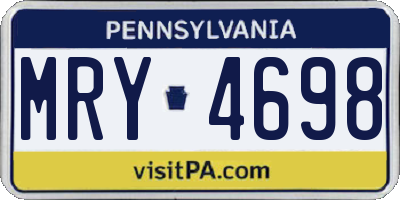 PA license plate MRY4698