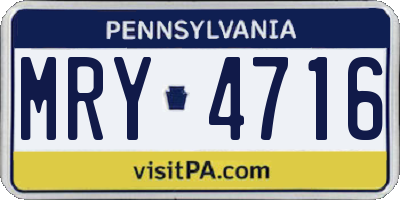 PA license plate MRY4716