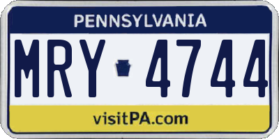 PA license plate MRY4744