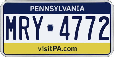 PA license plate MRY4772