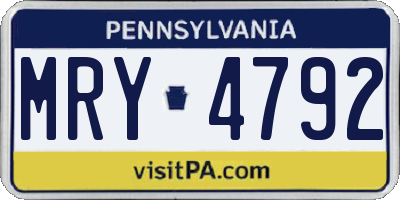 PA license plate MRY4792