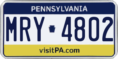 PA license plate MRY4802
