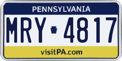 PA license plate MRY4817