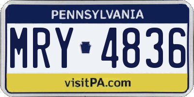 PA license plate MRY4836