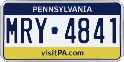 PA license plate MRY4841