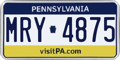 PA license plate MRY4875