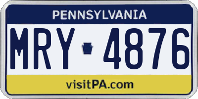 PA license plate MRY4876
