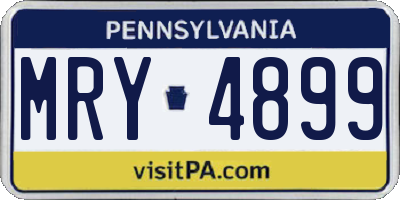 PA license plate MRY4899