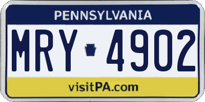 PA license plate MRY4902