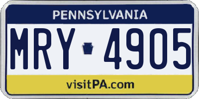 PA license plate MRY4905