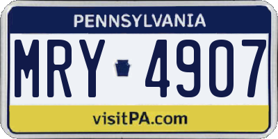 PA license plate MRY4907