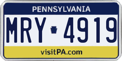 PA license plate MRY4919