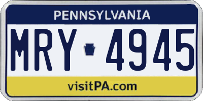 PA license plate MRY4945